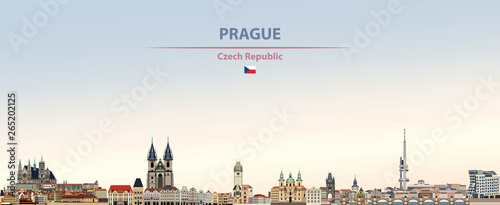 Prague city skyline on colorful gradient beautiful daytime background vector illustration