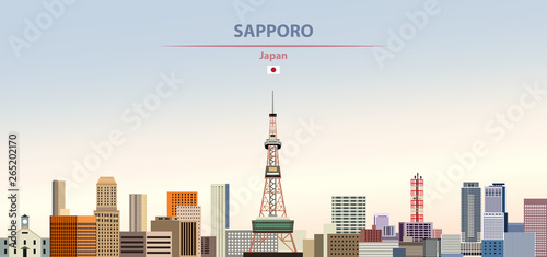 Sapporo city skyline on colorful gradient beautiful daytime background vector illustration