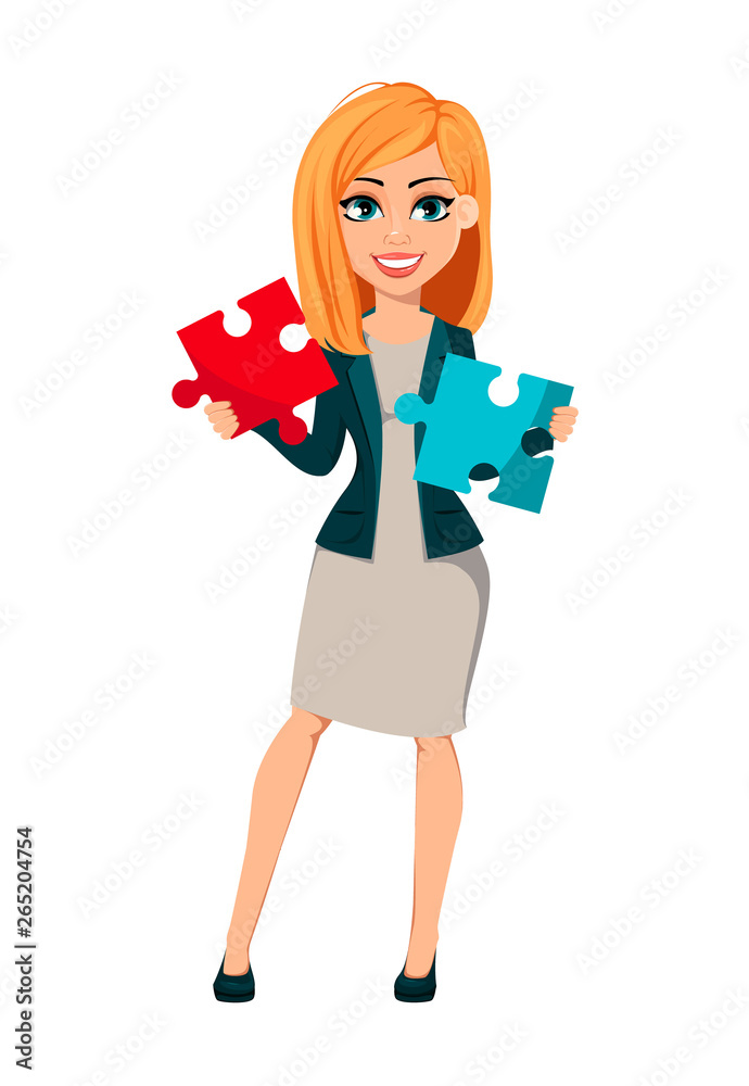 Cartoon character businesswoman with blonde hair Cartoon character businesswoman with blonde hair