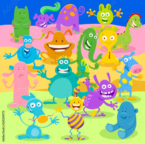 Cartoon Monster or Alien Fantasy Characters group