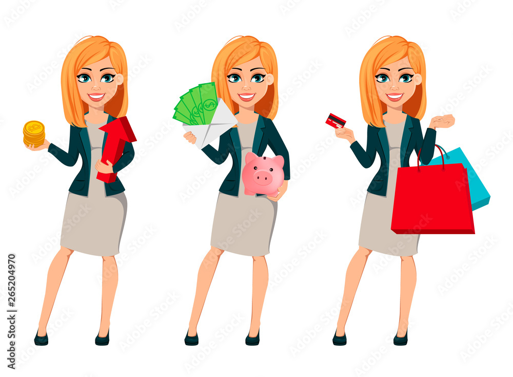 Cartoon character businesswoman with blonde hair Cartoon character businesswoman with blonde hair