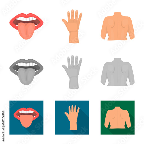 Vector design of body and part symbol. Set of body and anatomy stock vector illustration.
