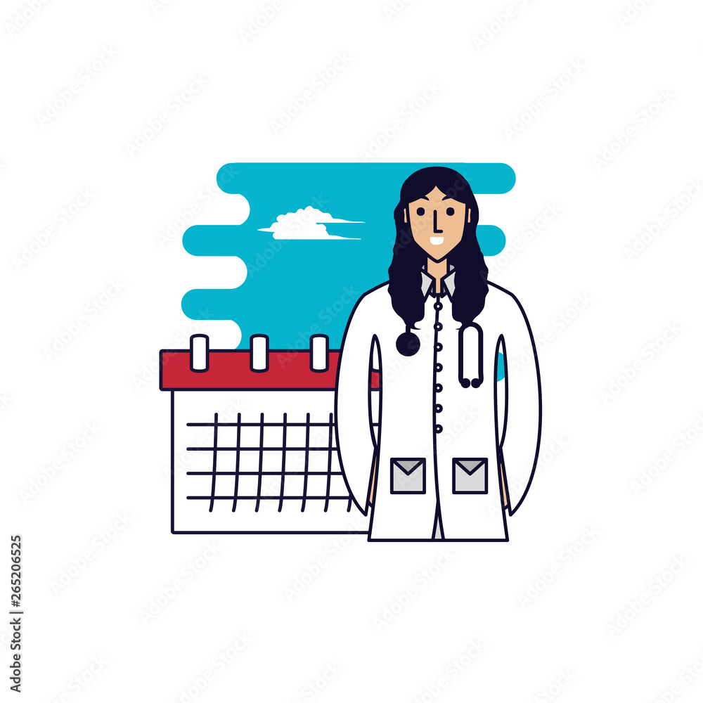 doctor female professional with calendar reminder