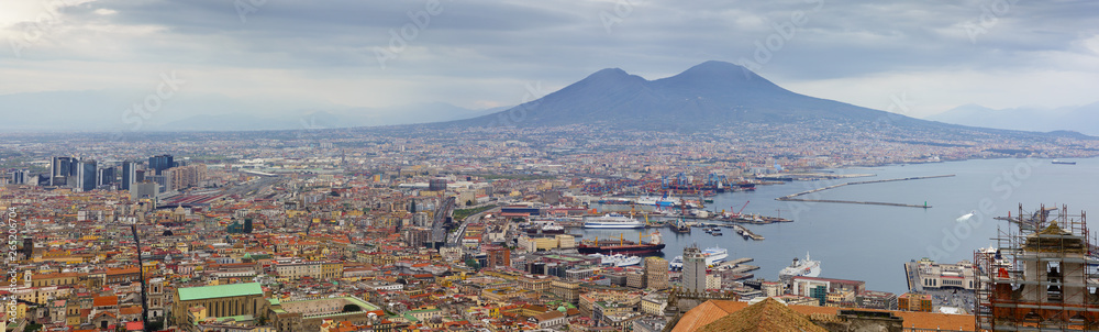 panorama of Napoli with a view for Vesuvius volcano