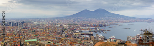 panorama of Napoli with a view for Vesuvius volcano