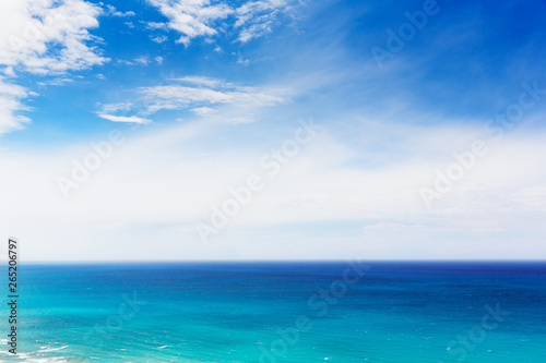empty blue sea and blue sky