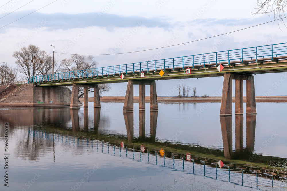 Biebrza Valley (Poland). Bridge over river in Golancz town Biebrza Valley (Poland). Bridge over river in Golancz town