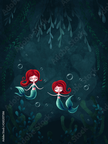 Fototapeta Two little mermaid