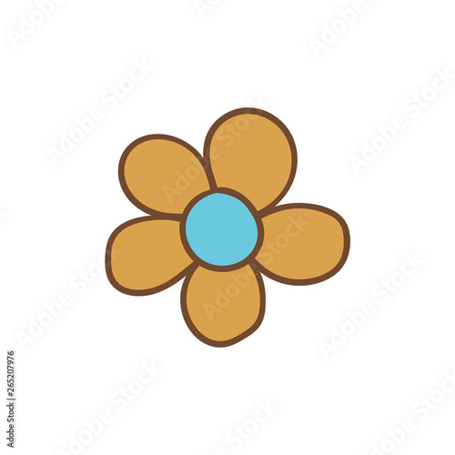 Beautiful hand-drawn colored icon of a flower