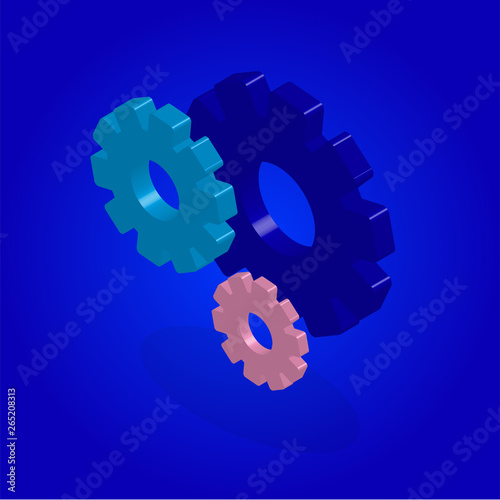 Isometric cogwheel icon - 3d cogwheels