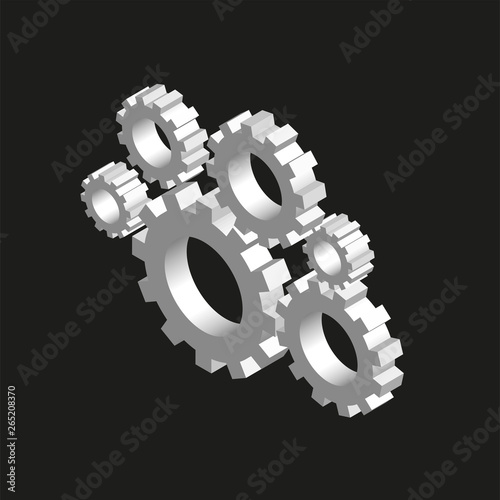 Isometric cogwheel icon - 3d cogwheels