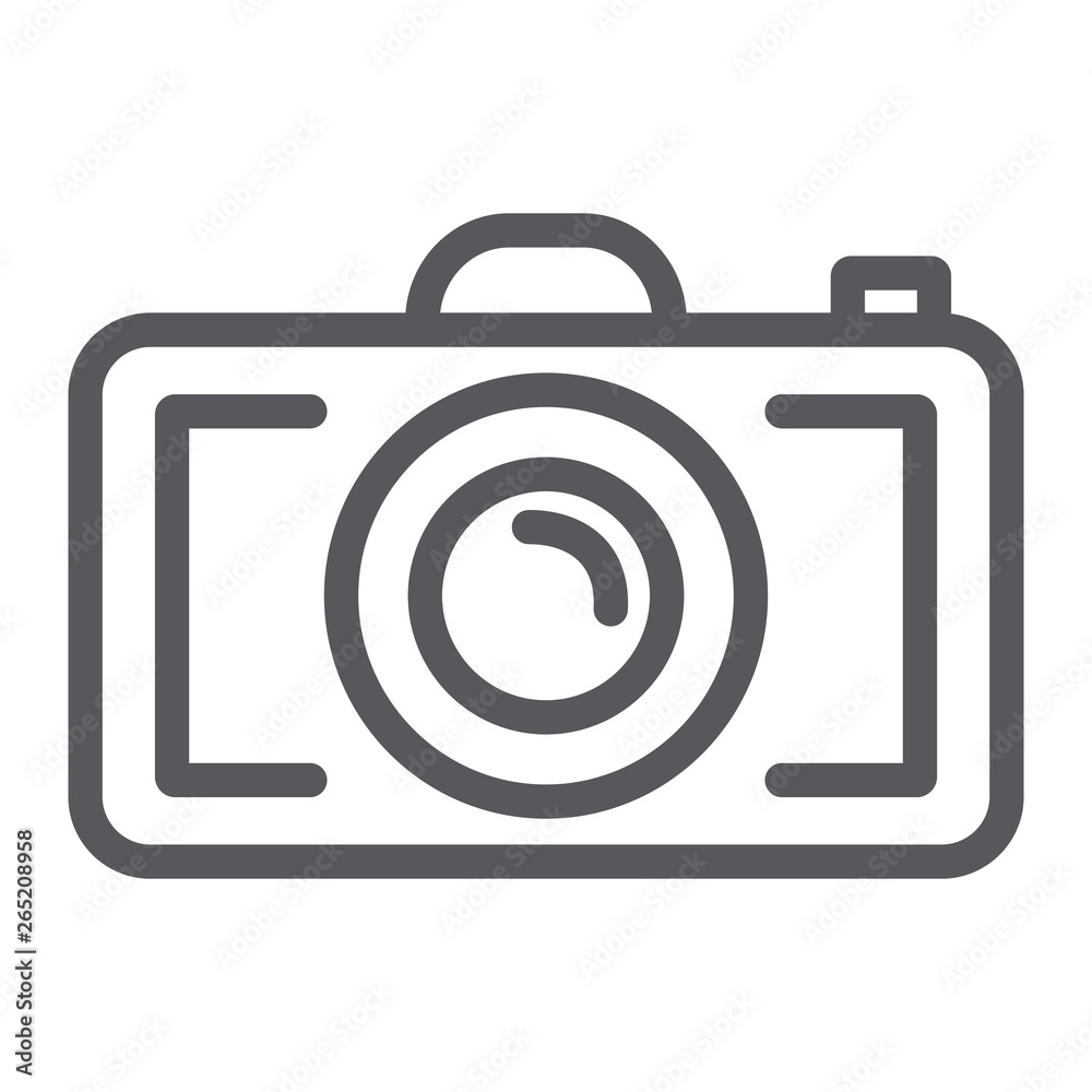 Camera line icon, photography and shoot, photo sign, vector graphics, a linear pattern on a white background. Camera line icon, photography and shoot, photo sign, vector graphics, a linear pattern on a white background.