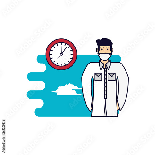 doctor professional with clock time