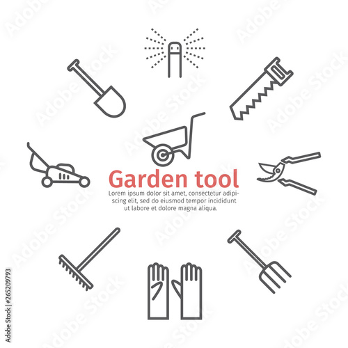 Garden tools banner. Vector sign for web graphic.