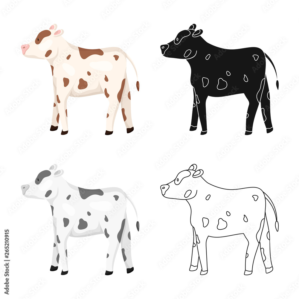 Vector design of cow and heifer symbol. Set of cow and milk vector icon for stock.