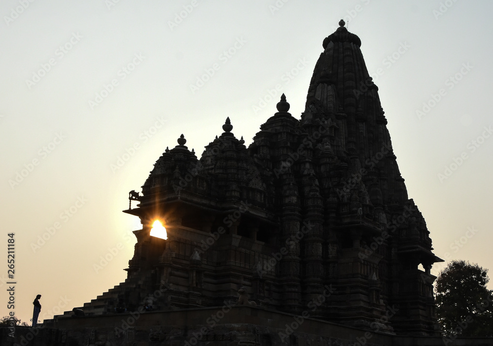 the meditation of an Indian girl in Hindu times in India Kajuraho Stock