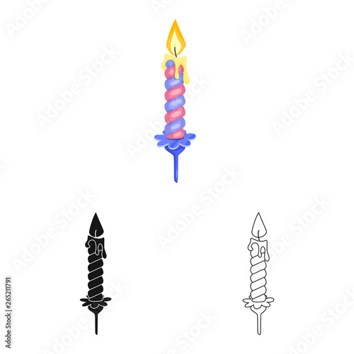 Vector illustration of candle and birthday icon. Collection of candle and lit  vector icon for stock.