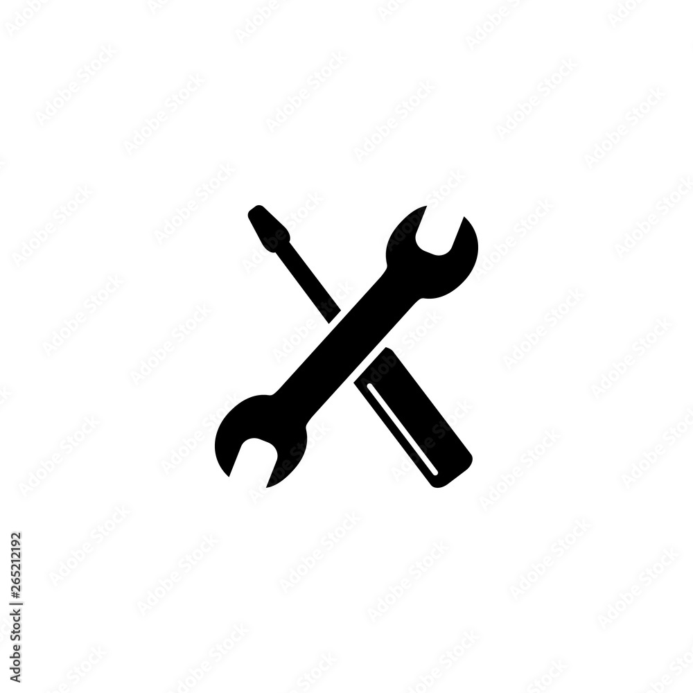 Screwdriver with key icon symbol. Premium quality isolated equipment element in trendy style. Vector Screwdriver with key icon symbol. Premium quality isolated equipment element in trendy style. Vector