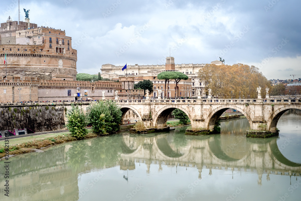 Castel Sant Angelo in Rome Italy, built in ancient Rome, the famous tourist attraction of Italy.