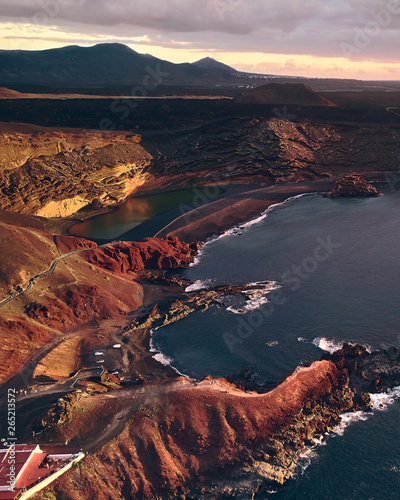 Charco de los Clicos, Lanzarote mountains on the coast of Spain photo