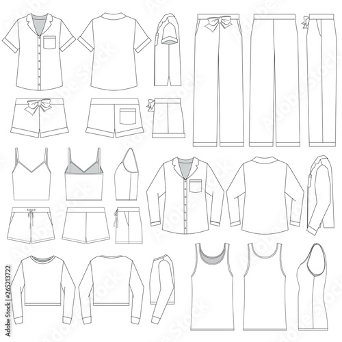 Vector templates set of Women's Sleepwear