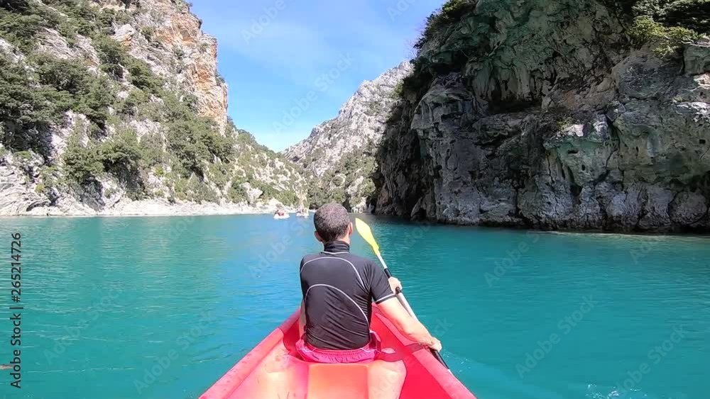 kayaking in Verdon Canyon in springtime, Provence. France