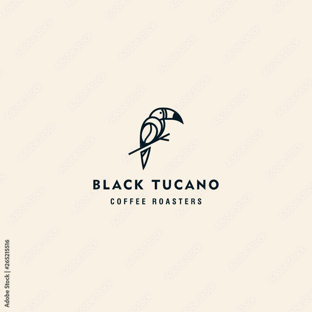 Toucan bird Coffee bean Roaster branch logo design inspiration custom logo design Toucan bird Coffee bean Roaster branch logo design inspiration custom logo design
