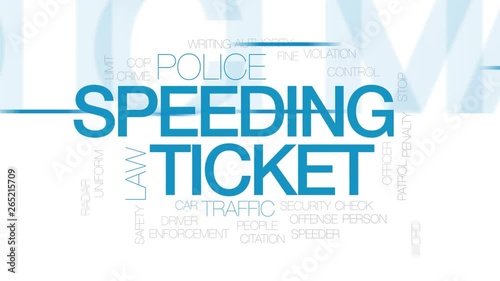 Speeding ticket animated word cloud. Kinetic typography.