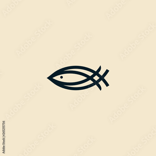 Jesus peter fish ocean custom logo design vector illustration