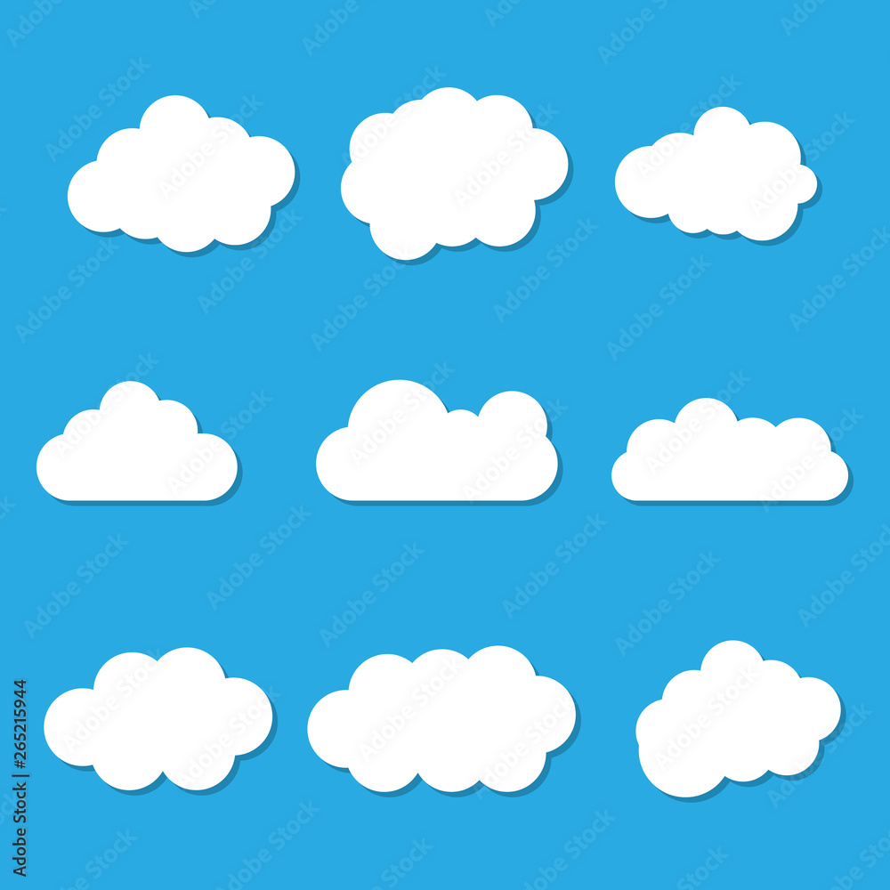 Clouds icon set with shadow