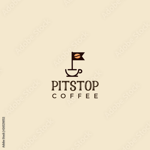 Coffee Flag Pitstop Logo Design Inspiration custom logo design vector