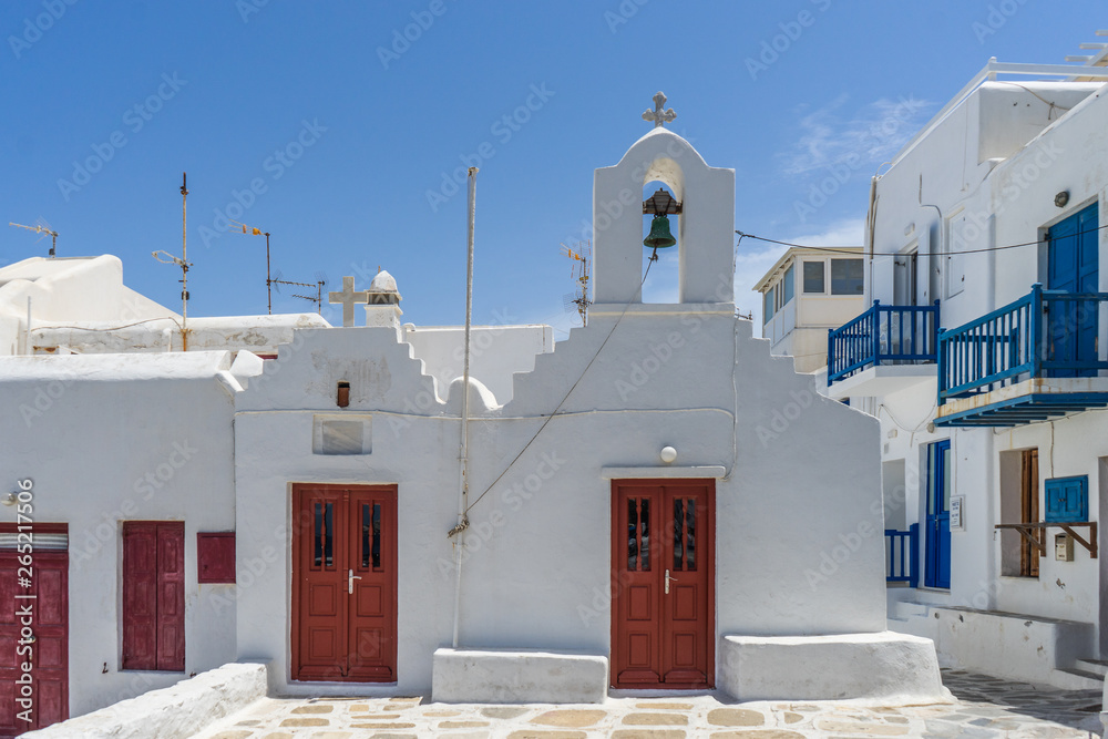 Greek Orthodox church in Mykonos island greece