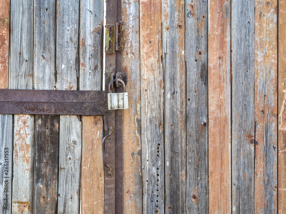 Old wooden wall painted with paint.