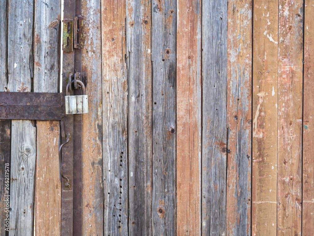 Old wooden wall painted with paint.