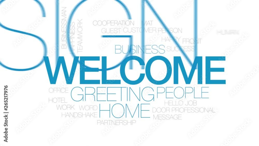 Welcome animated word cloud. Kinetic typography. Welcome animated word cloud. Kinetic typography.