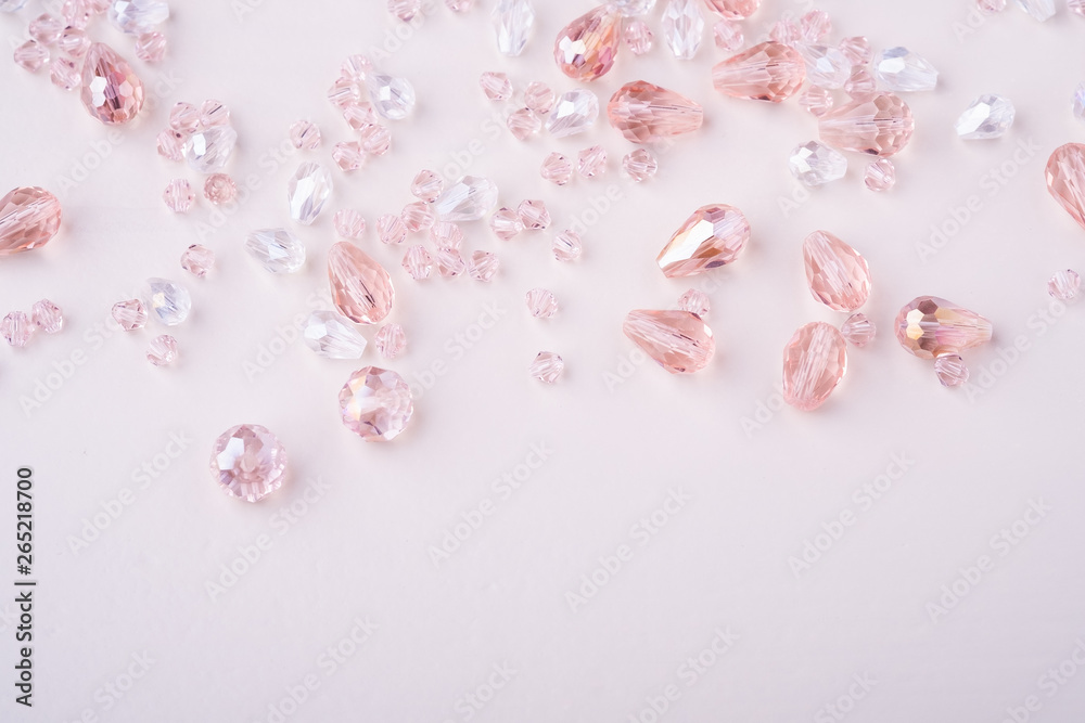 Jewelry gems beads pink and white colors