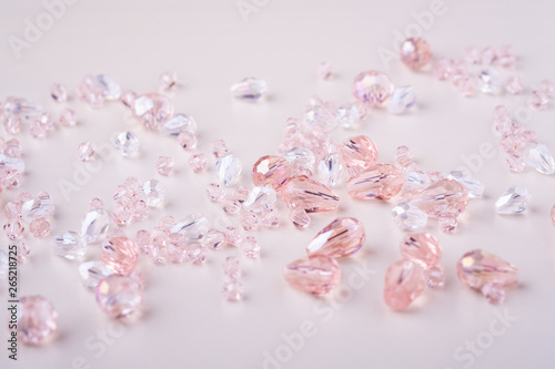 Fototapeta Naklejka Na Ścianę i Meble -  Jewelry gems beads pink and white colors