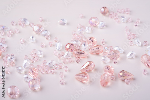 Jewelry gems beads pink and white colors