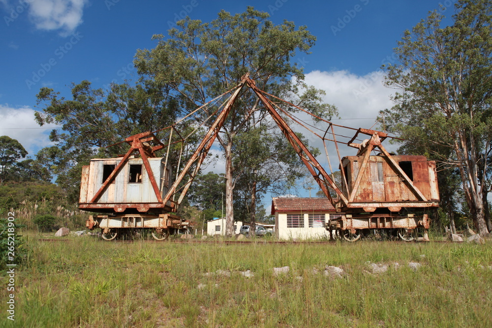 Old crane in the field