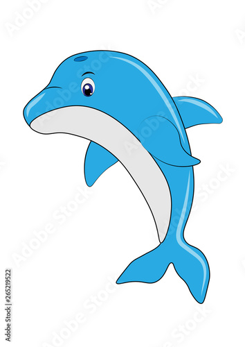 blue dolphin on white background