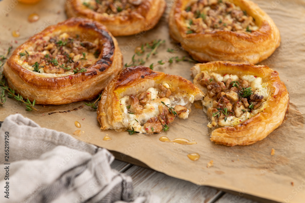 Puff Pastry Tart with Walnuts, Cheese, and Honey