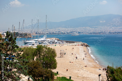 Fototapeta Naklejka Na Ścianę i Meble -  Small sailing boats and yachts docked at port of Piraeus, Greece