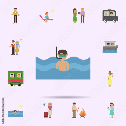 Diving, man, sea cartoon icon. Universal set of travel for website design and development, app development