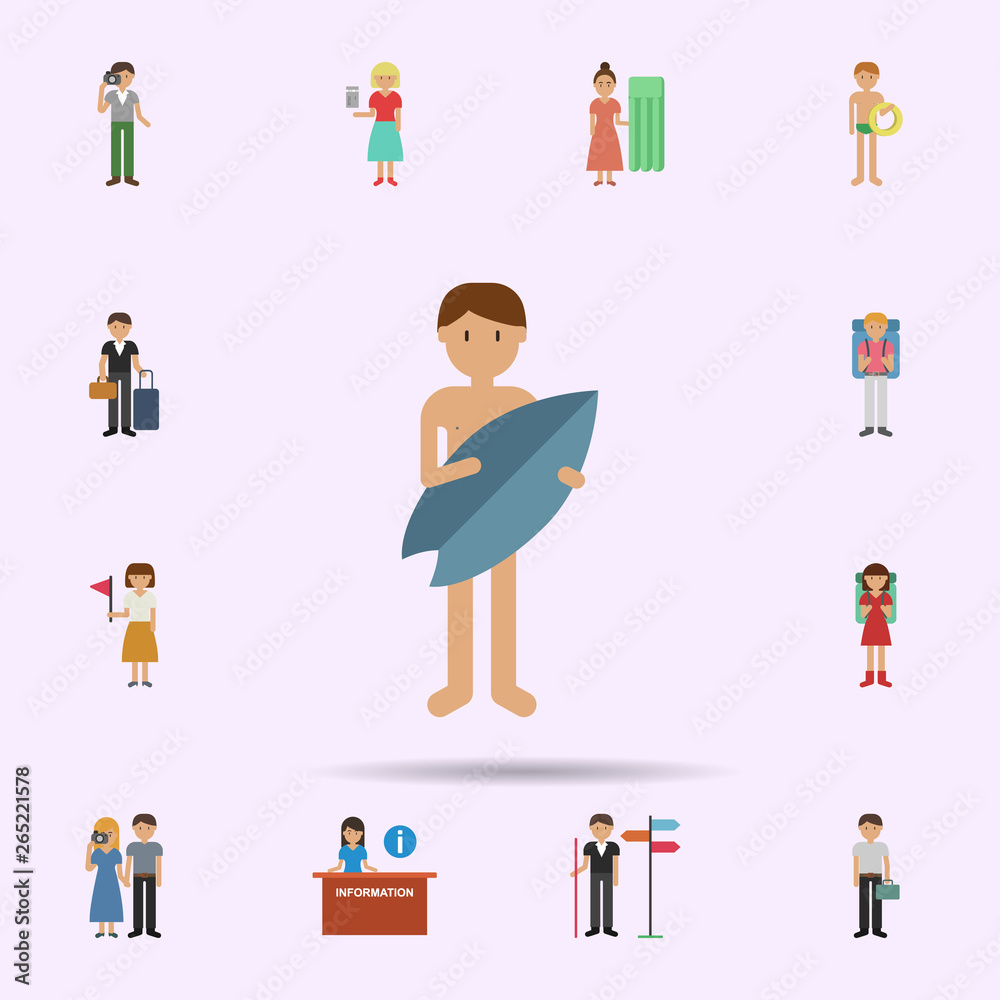 Surfer, man cartoon icon. Universal set of travel for website design and development, app development