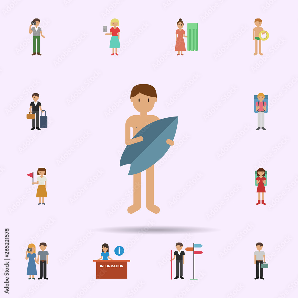 Surfer, man cartoon icon. Universal set of travel for website design and development, app development Surfer, man cartoon icon. Universal set of travel for website design and development, app development