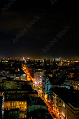 Cityscape with night above