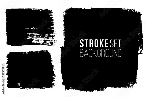 Grunge painted spots set. Vector brush strokes. Distressed banners. Black stripes isolated, paintbrush collection. Modern textured shapes.