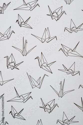 Arri  re plan noir et blanc avec un motif origami d oiseau