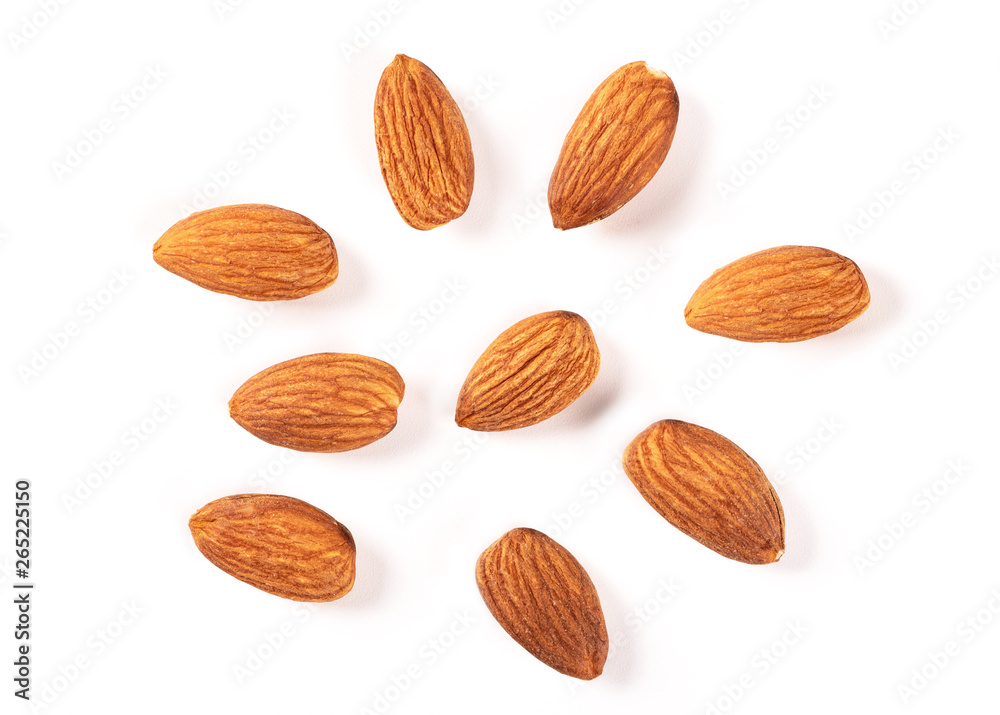 Almond nuts isolated on white background Almond nuts isolated on white background