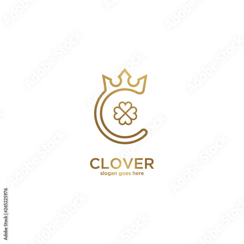 gold luxury clover logo vector